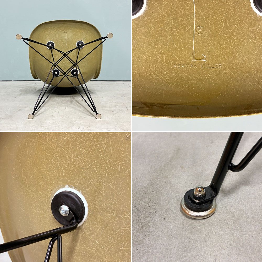 ハーマンミラー Herman Miller サイドシェルチェア セカンド 2nd FRP カーキ エッフェルベース イームズ ビンテージ ◎