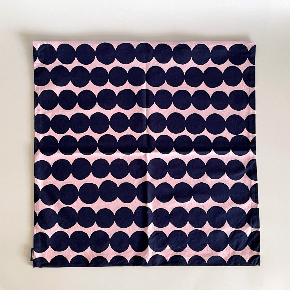 マリメッコ marimekko ラシィマット Rasyamatto クッションカバー ネイビー ピンク マイヤ・ロウエカリ コットン 廃番カラー 50×50cm 北欧 A ■