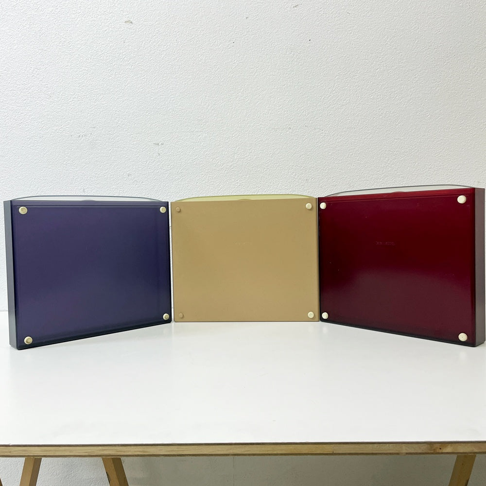 タッパーウェア Tupperware システムドロワー ワイド クリアブルー×クリアレッド×ベージュ H5.5cm 3個セット ●