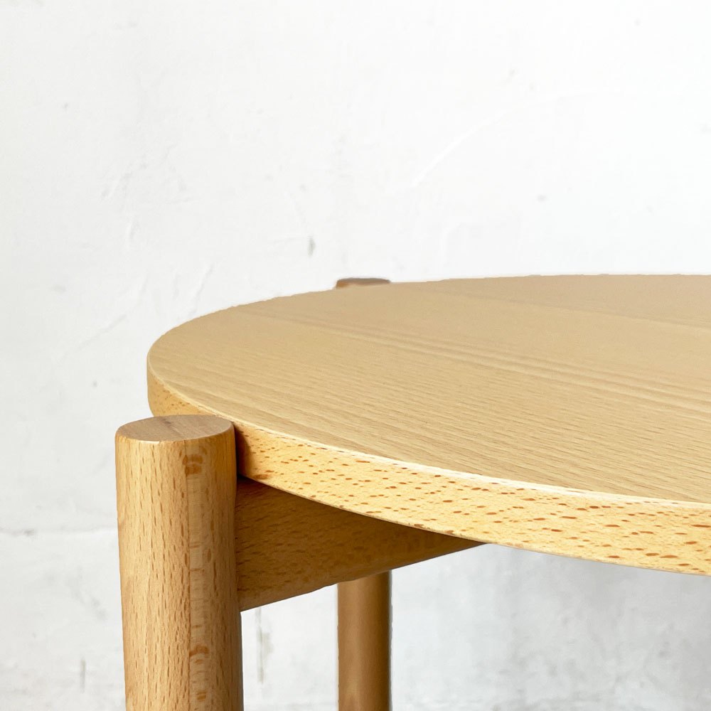 無印良品 MUJI ブナ材 サイドテーブル ラウンド ナチュラル シンプルデザイン H42cm 廃番 ★