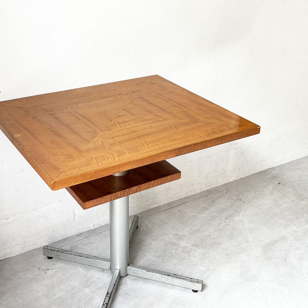 アノニマスデザイン Anonymous Design 木製 カフェテーブル 棚板付き スクエア天板 スチールレッグ オーダーファニチャー 店舗什器 ★