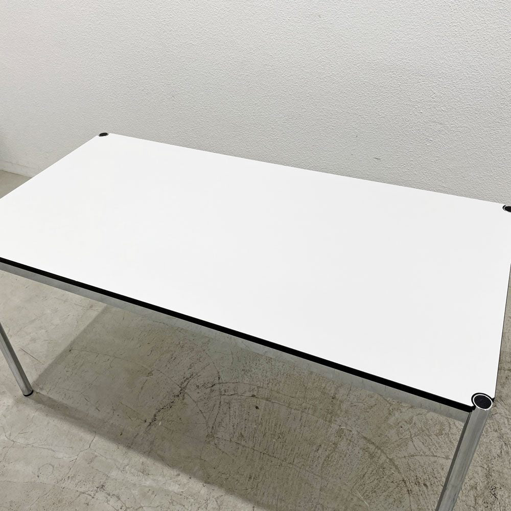 USMモジュラーファニチャー USM Haller ハラーテーブル ワーキングデスク ダイニングテーブル W150cm アジャスター パールグレーラミネート(ホワイト) 高さ調整機能付 〓