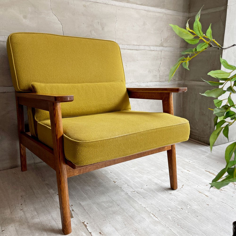 スタンダードトレード STANDARD TRADE Wood Frame Sofa SFA-03C-1p 1人掛けソファ ラウンジチェア マスタード オーク無垢材 定価￥240,000- ♪