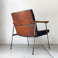 トラックファニチャー TRUCK FURNITURE ファロードレザー アームチェア FURROWED-LEATHER ARM CHAIR L-1 ブラウン ナラ無垢材 牛革 定価￥203.500- ★