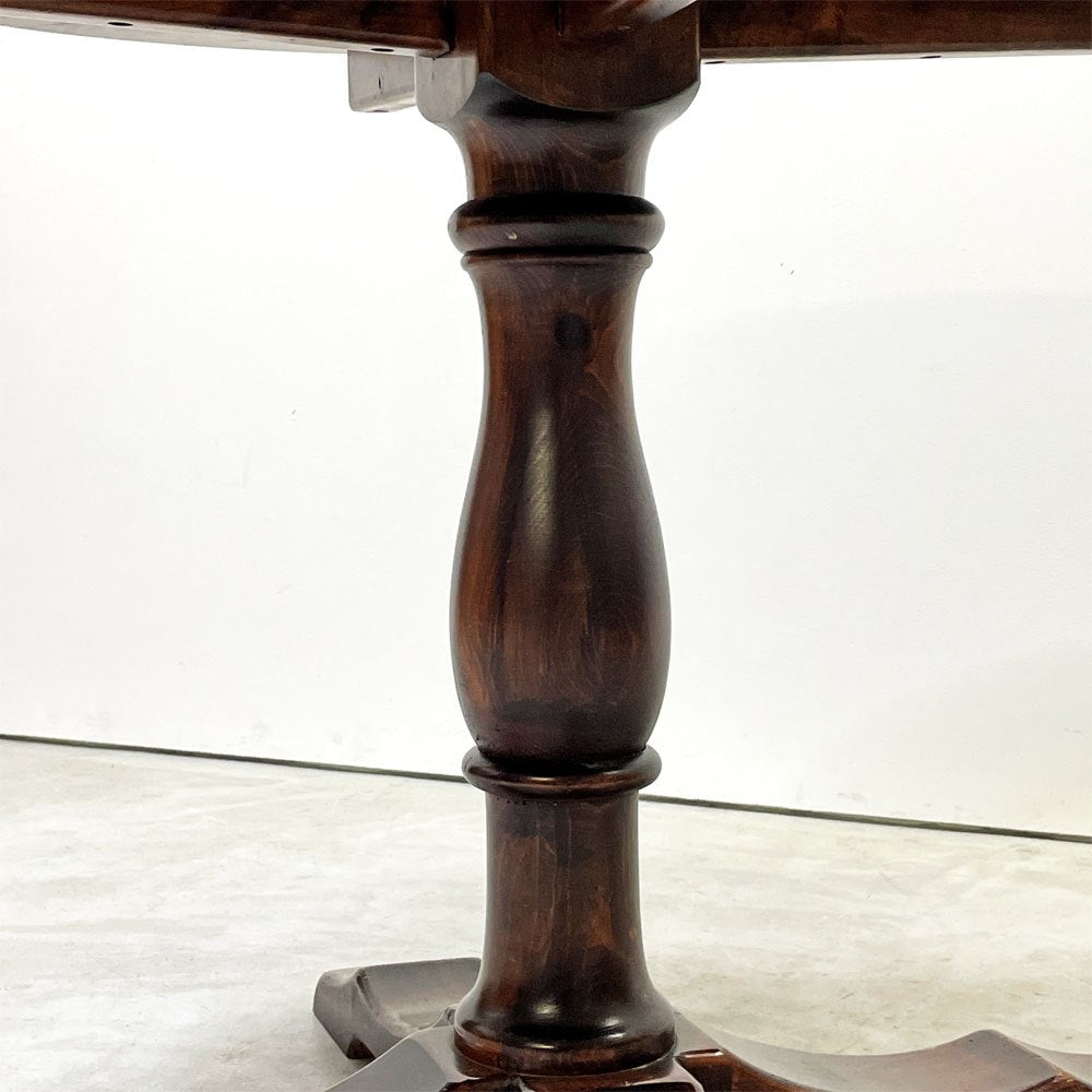 クラシカルデザイン Classical Design ダイニングテーブル ラウンド Φ90cm 木製 ダークブラウン 一本脚 レトロ家具 ●