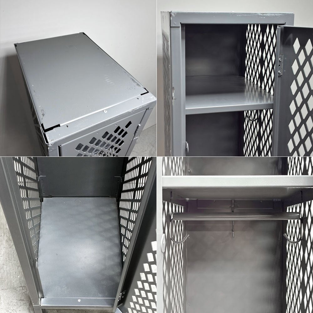 ULINE社 Ventilated Single Tier Lockers スチール製メッシュ ロッカー ティアロッカー 1人用 US ガレージ インダストリアルデザイン A ●