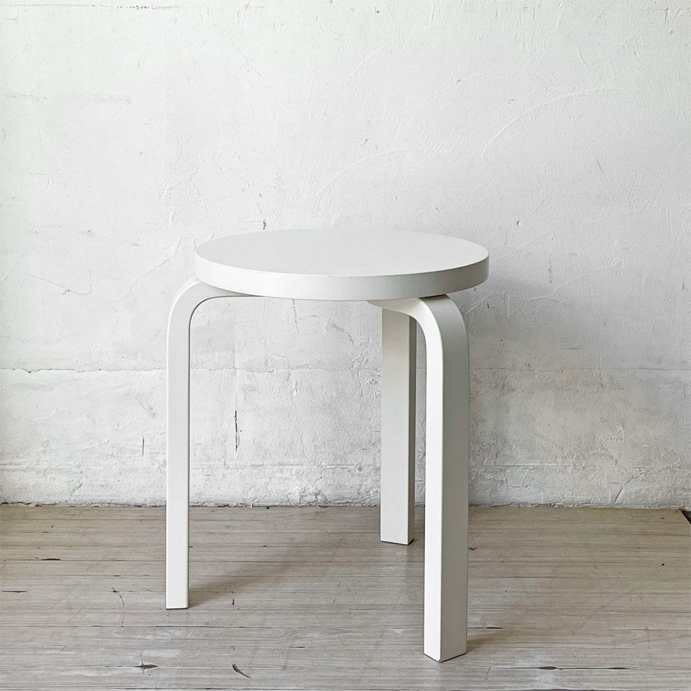 アルテック artek スツール60 Stool60 3本脚 バーチ材 ホワイトラッカー 80周年モデル クッション付き アルヴァ・アアルト 北欧家具 ★