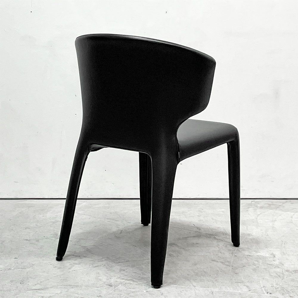 カッシーナ Cassina オラ 369 HOLA アームレスチェア ダイニングチェア 本革 ブラックレザー ハンス・ウェッツスタイン イタリア 定価￥418,000- C ●