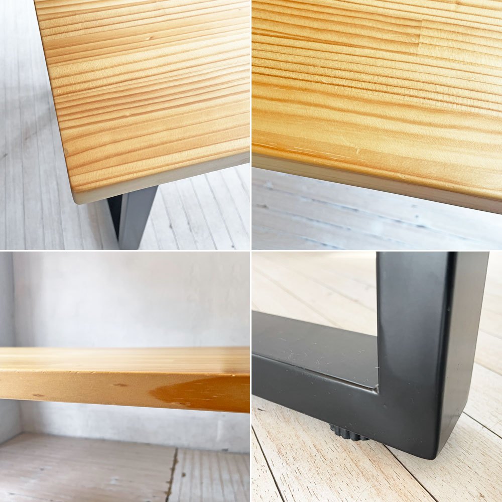 かなでもの KANADEMONO ザ・テーブル THE TABLE デスク パイン無垢材 W180cm スチール スクエアレッグ ブラック ★