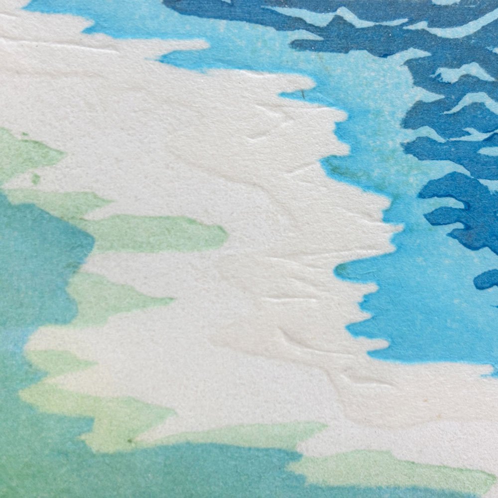 浦田周社 木版画 三保の松原 AP 12.5×28.5cm（スクリーンサイズ） 1984年 額装品 ●