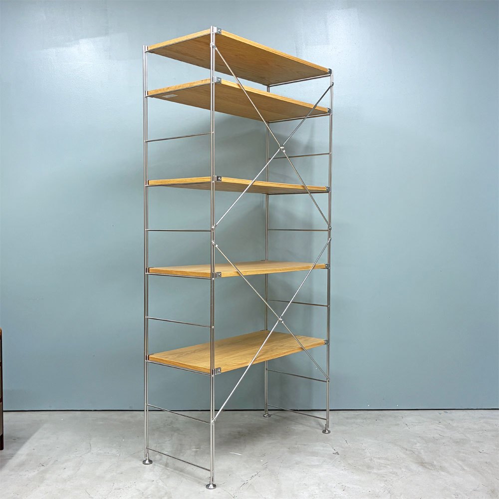 無印良品 MUJI ステンレスユニットシェルフ オーク材 ワイド 大 W86 H175cm ナチュラルデザイン ◎