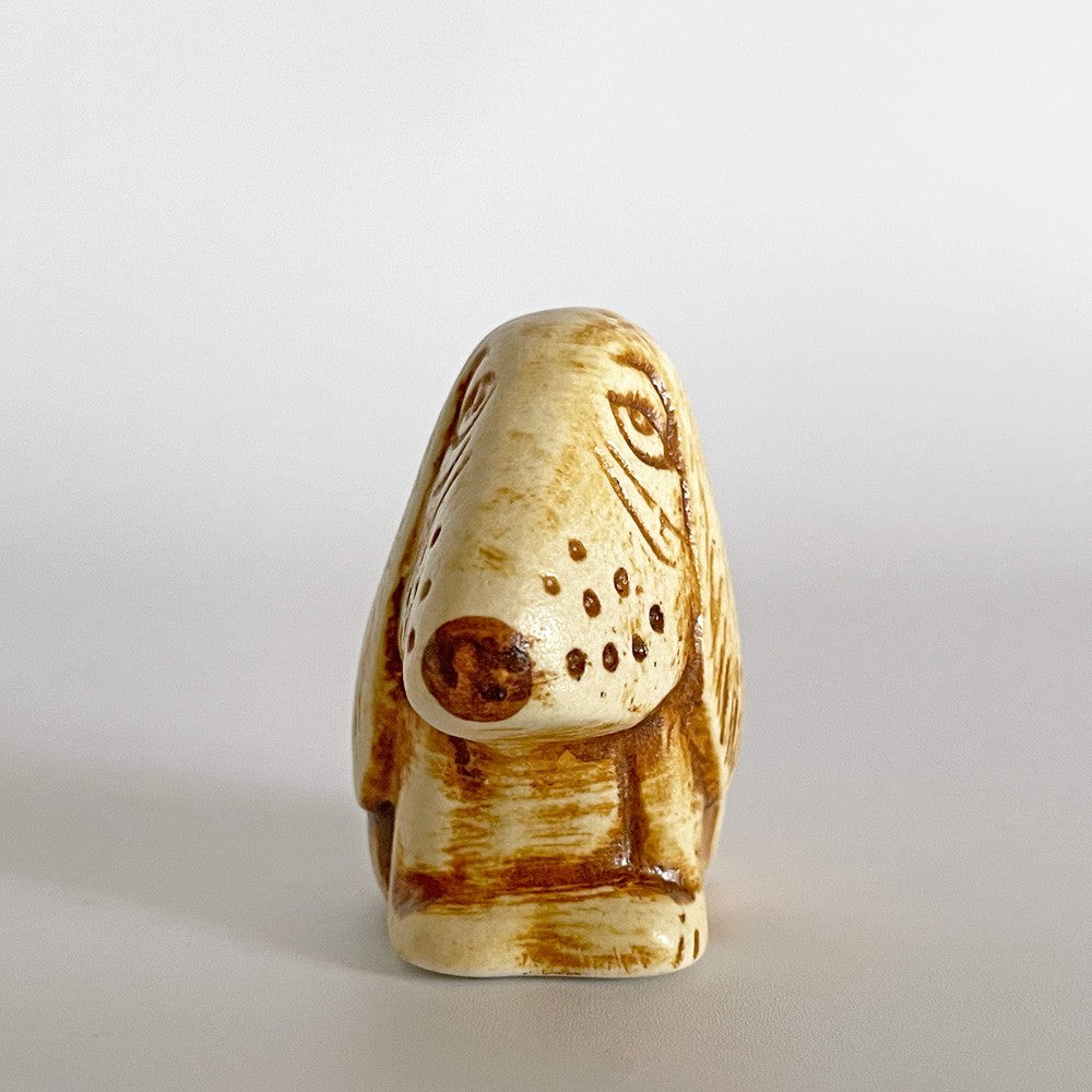 グスタフスベリ GUSTAVSBERG リサラーソン Lisa Larson ミニ ズー バセットハウンド フィギュリン ブラウン 陶器 2011年 ハンドメイド スウェーデン 北欧雑貨 ■