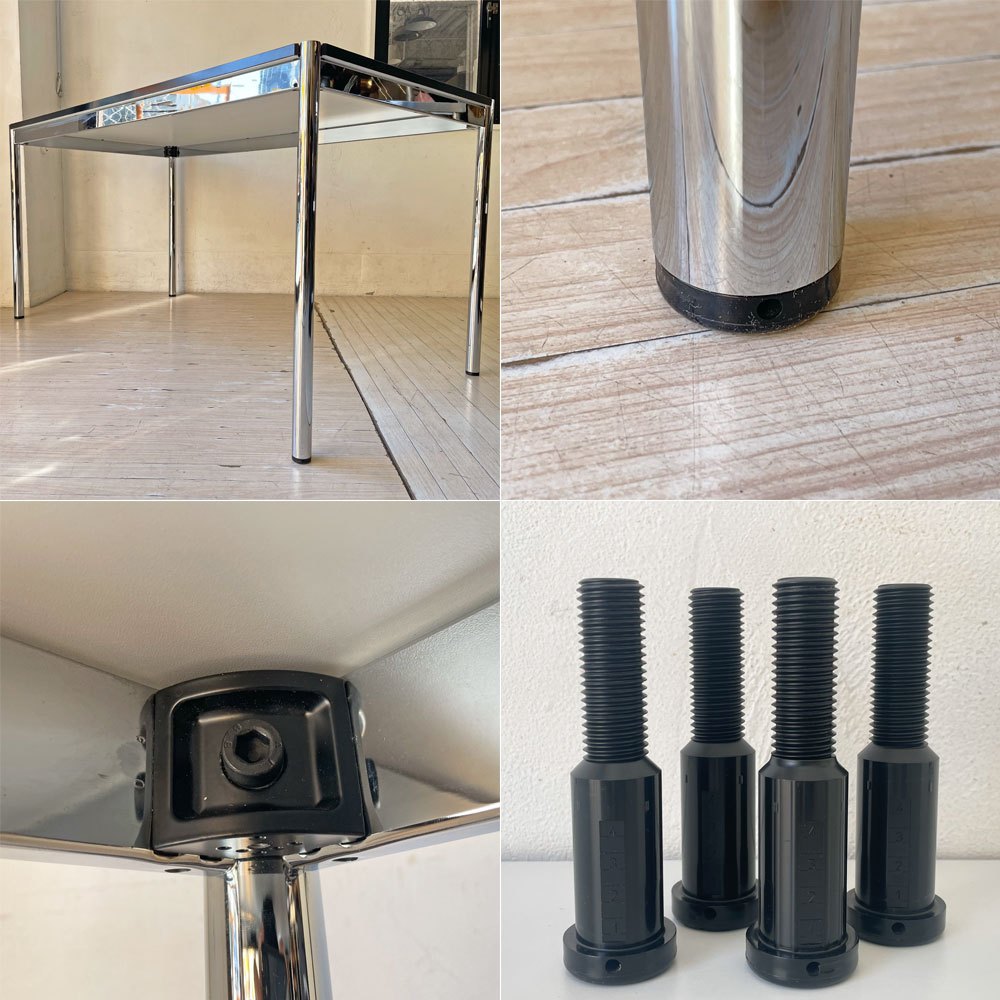 USMハラー USM Haller モジュラーファニチャー ハラーテーブル ワーキングデスク W150cm アジャスター パールグレーラミネート(ホワイト) 高さ調整機能付 スイス ★