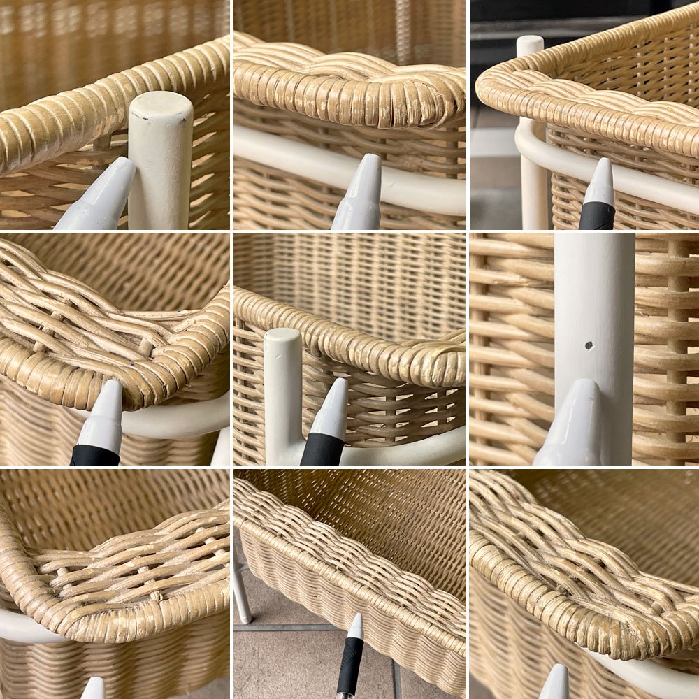 イデー IDEE ワラビー WALLABY バスケットスタンド BASKET STAND ラタン スチール ホワイト 廃番仕様 現行定価49,900円 ◇