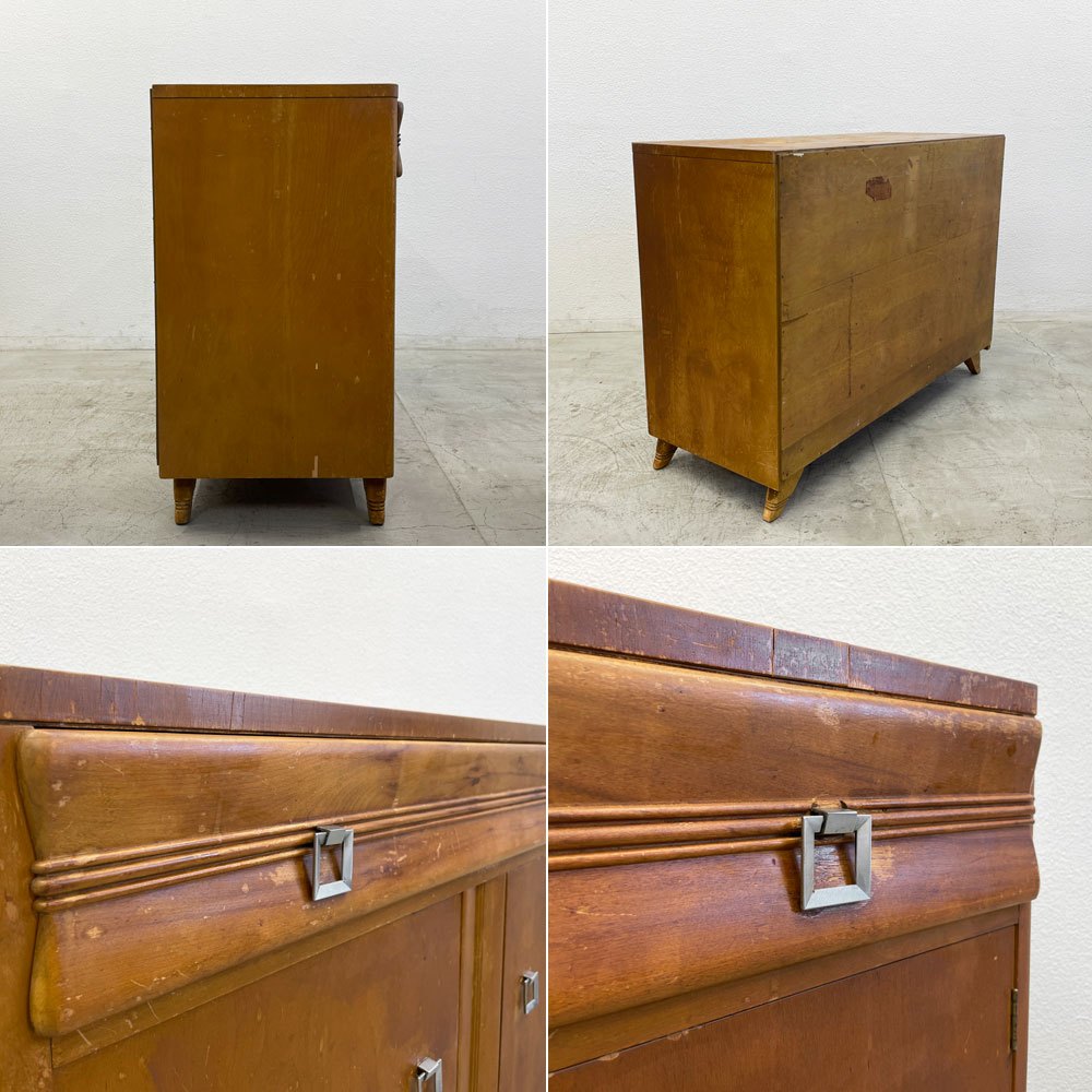 USビンテージ vintage サイドボード キャビネット 2ドロワー W122cm アールデコ調 ミッドセンチュリー 〓