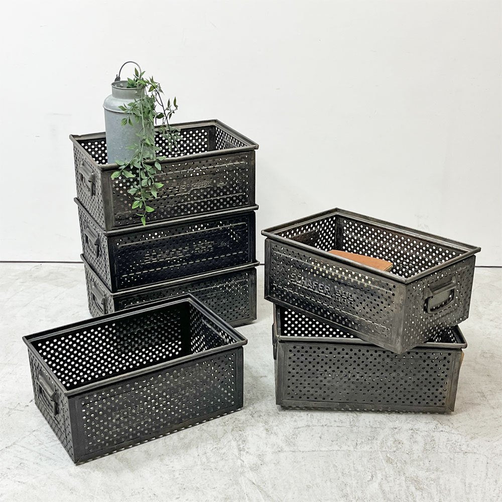 SCHAFER スタッキング ストレージボックス パンチングメタル インダストリアル ドイツビンテージ C ●