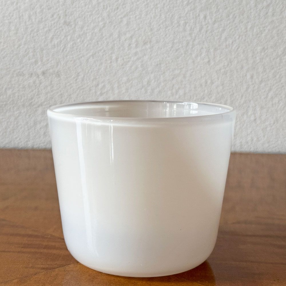 黒川登紀子 ガラス フリーカップ ベージュ H7.5㎝ 現代作家 A ◇