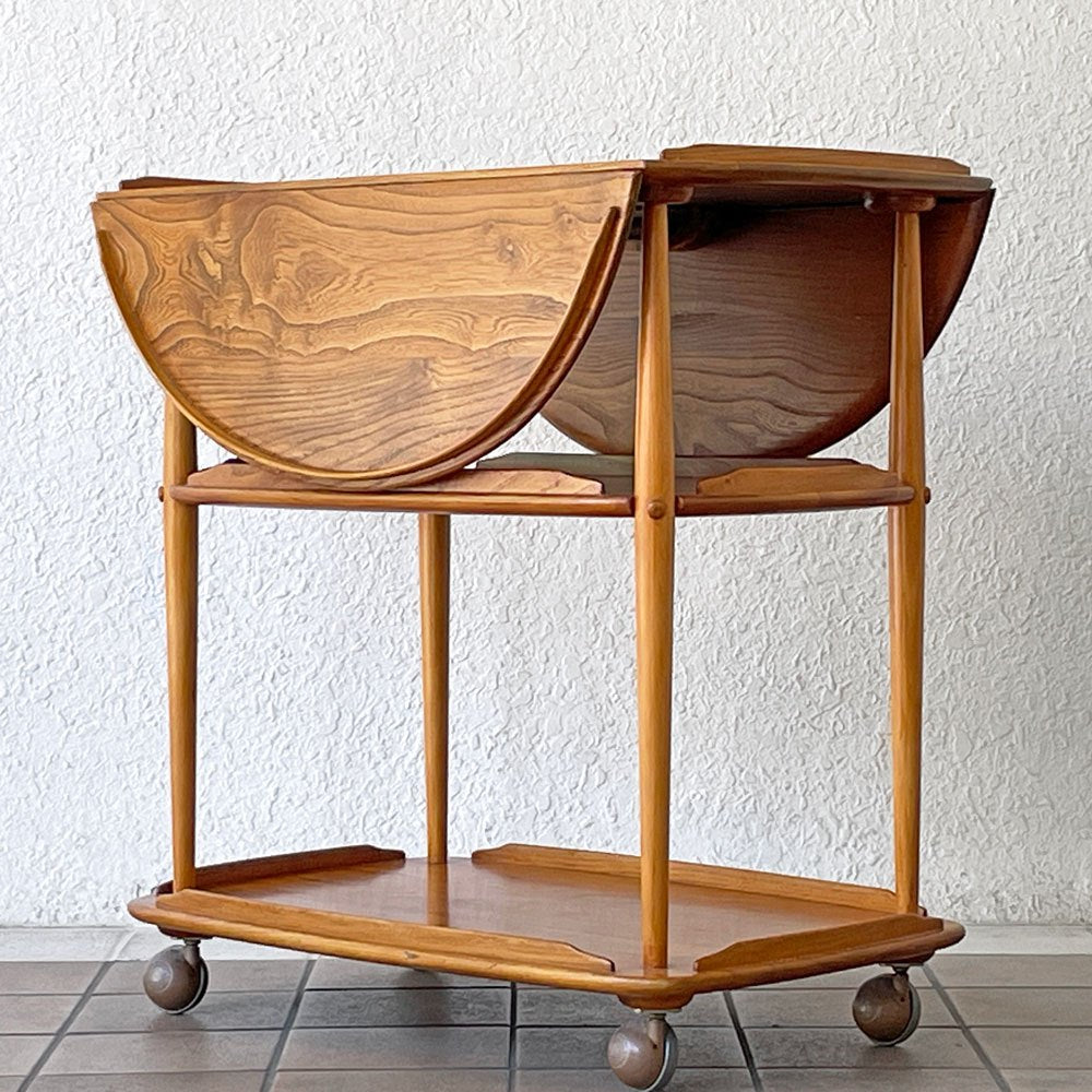 アーコール Ercol バタフライワゴン キッチンワゴン 伸長式 キャスター エルム材 英国 UKビンテージ ◇