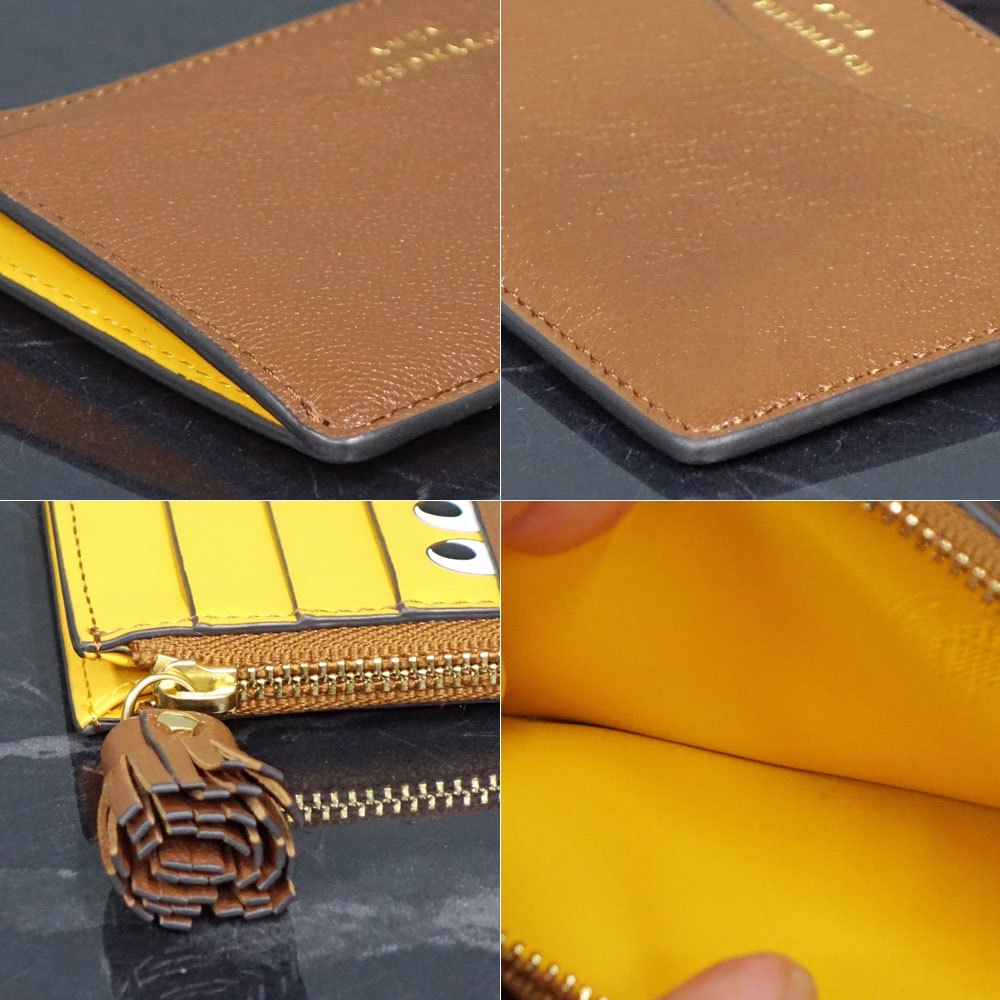 アニヤハインドマーチ ANYA HINDMARCH Peeping Eyes ジップ カードケース パスケース ゴートレザー ◎