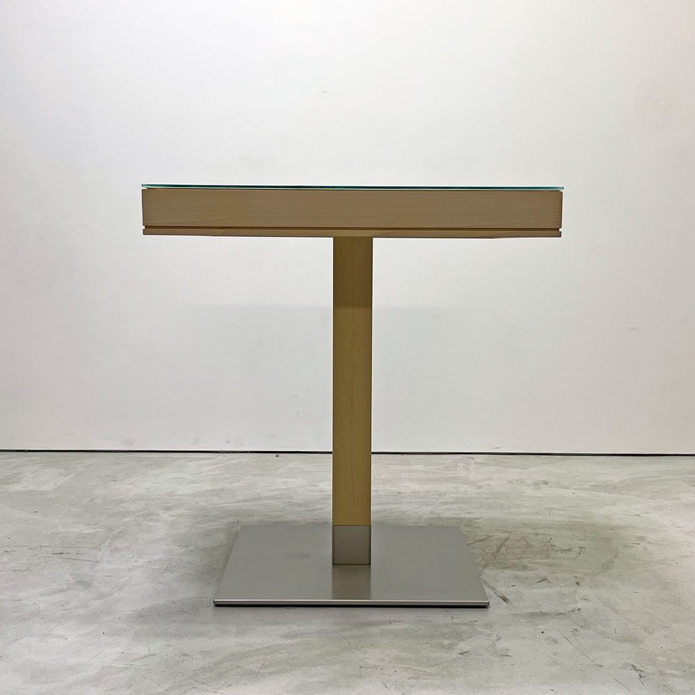 カリガリス Calligaris カフェテーブル ビーチ材 取外し可ガラストップ付き ナチュラル 大理石調 イタリア ●