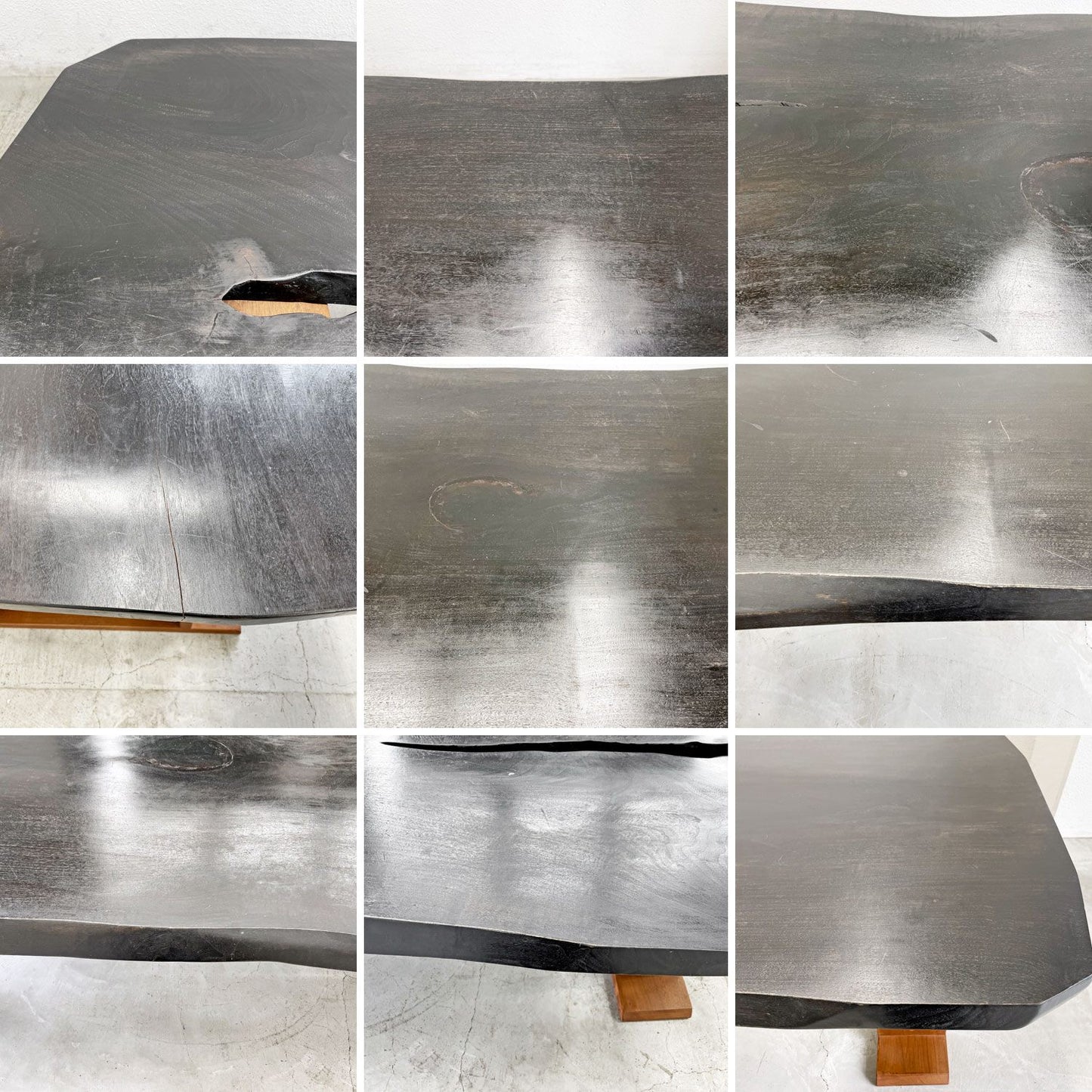 BC工房 ダイニングテーブル LDテーブル 無垢材 一枚板 節  W240cm 天板厚約5cm 和モダン オーダー品 クラフト家具 店舗什器 〓