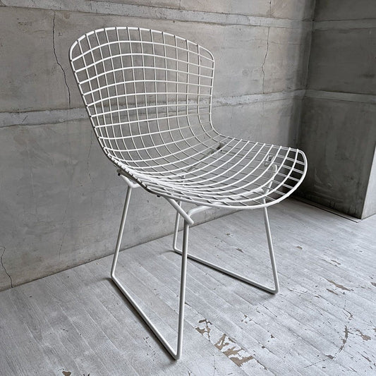 ノル Knoll 420 サイドチェア ワイヤーチェア ダイニングチェア ホワイト × レッド ファブリック フルカバー仕様 ハリー・ベルトイア ミッドセンチュリー ビンテージ ♪