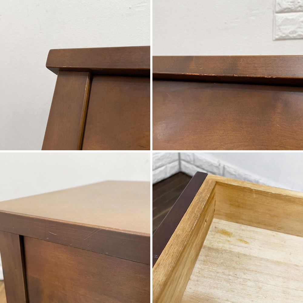 無印良品 MUJI バーチ材 サイドテーブル ナイトテーブル 抽斗一杯 ブラウン 廃番 ◎