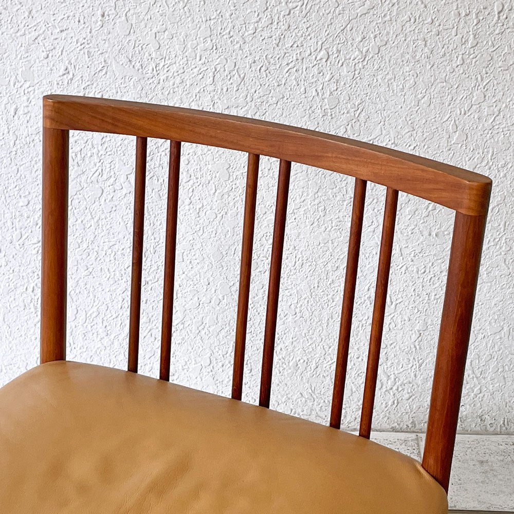 BC工房 チーク無垢材 ダイニングチェア 本革 ローチェア ラウンジチェア 幅58cm 国産クラフト家具 ナチュラルモダン ◇