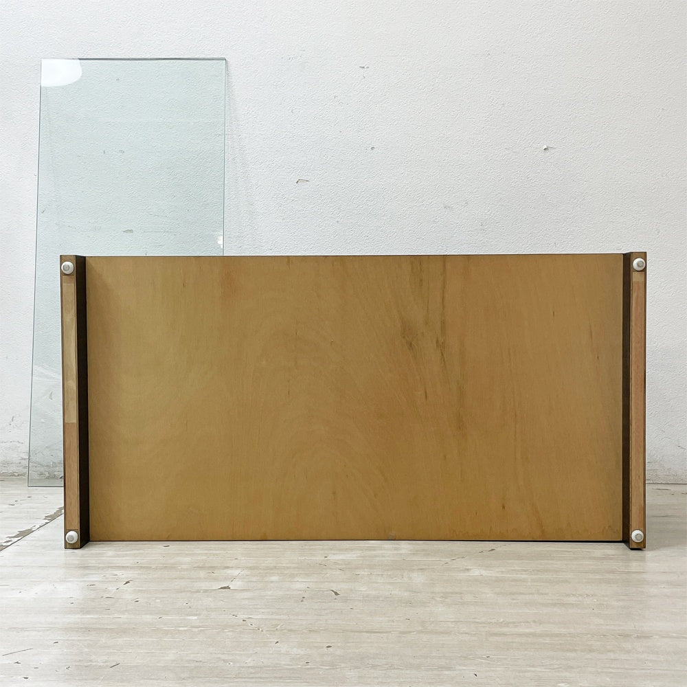 ナチュラルモダンスタイル ガラステーブル リビングテーブル センターテーブル ウッドフレーム W120cm ●