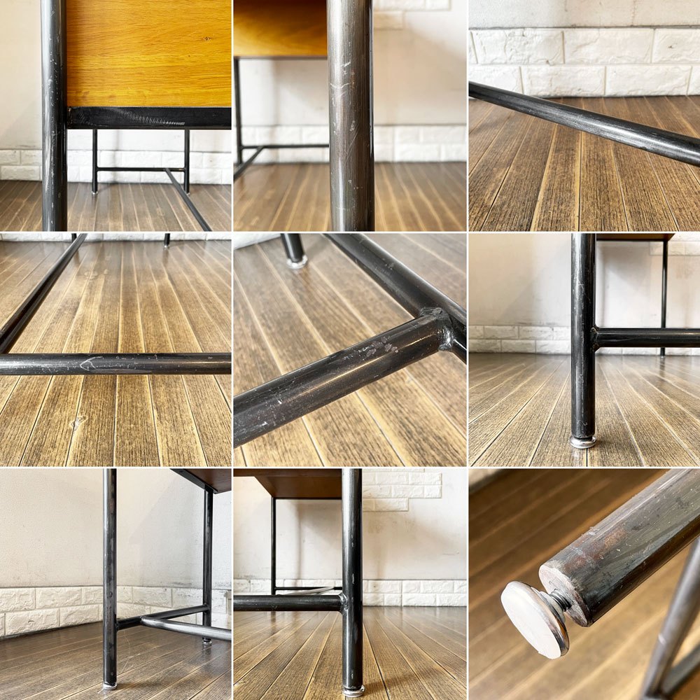 クラッシュゲート CRASH GATE イージーライフ Easy Life ラン LAN デスク オーク材 スチール脚 片袖 2ドロワー W110cm 廃番モデル ◎