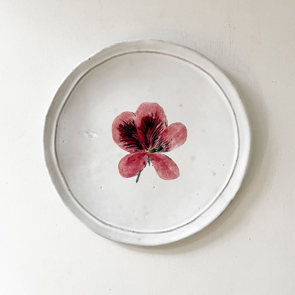 アスティエ・ド・ヴィラット ASTIER de VILLATTE ジョン・デリアン John Derian パンジー ソーサー 16.5cm スモールプレート フランス 廃番 ◎