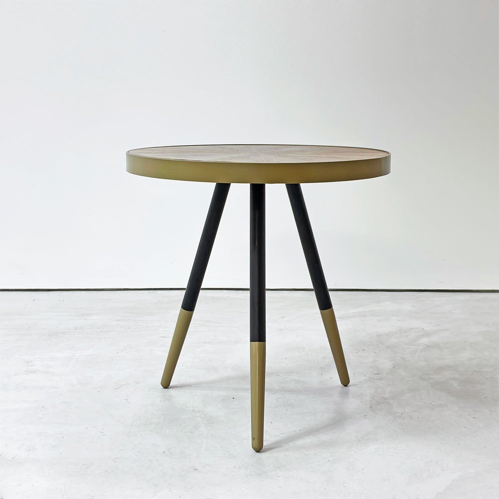 Whitelabel Living デニス サイドテーブル Denise Side Table アッシュ材 鉄脚 アイアンレッグ ウォールナット系カラー ●