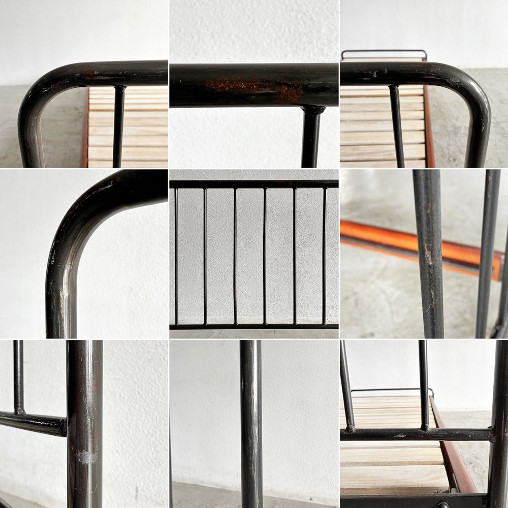 ジャーナルスタンダードファニチャー j.s.F サンク SENS BED ベッドフレーム シングルサイズ W107cm オーク材 スチール脚 インダストリアル 廃番 〓