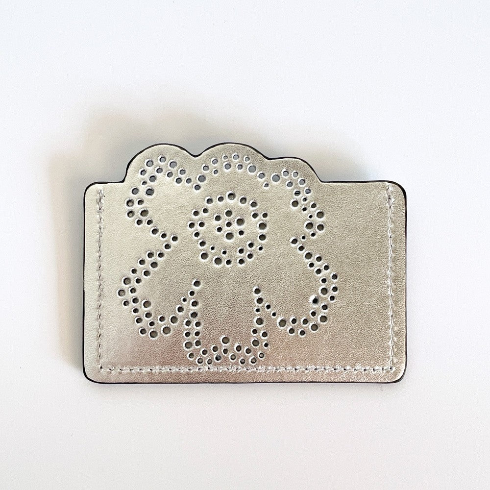 マリメッコ marimekko インプリント カードホルダー ウニッコ Imprint Card Holder Unikko シルバー カードケース ポーチ付き 北欧 ■