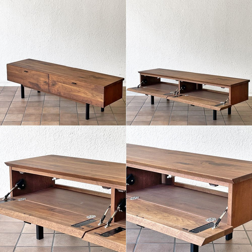 カーフ karf ノット Knot テレビボード TV board 150 Oak ローボード 150cm ウォールナット無垢材 ブラックスチール 定価￥198,000- ◇
