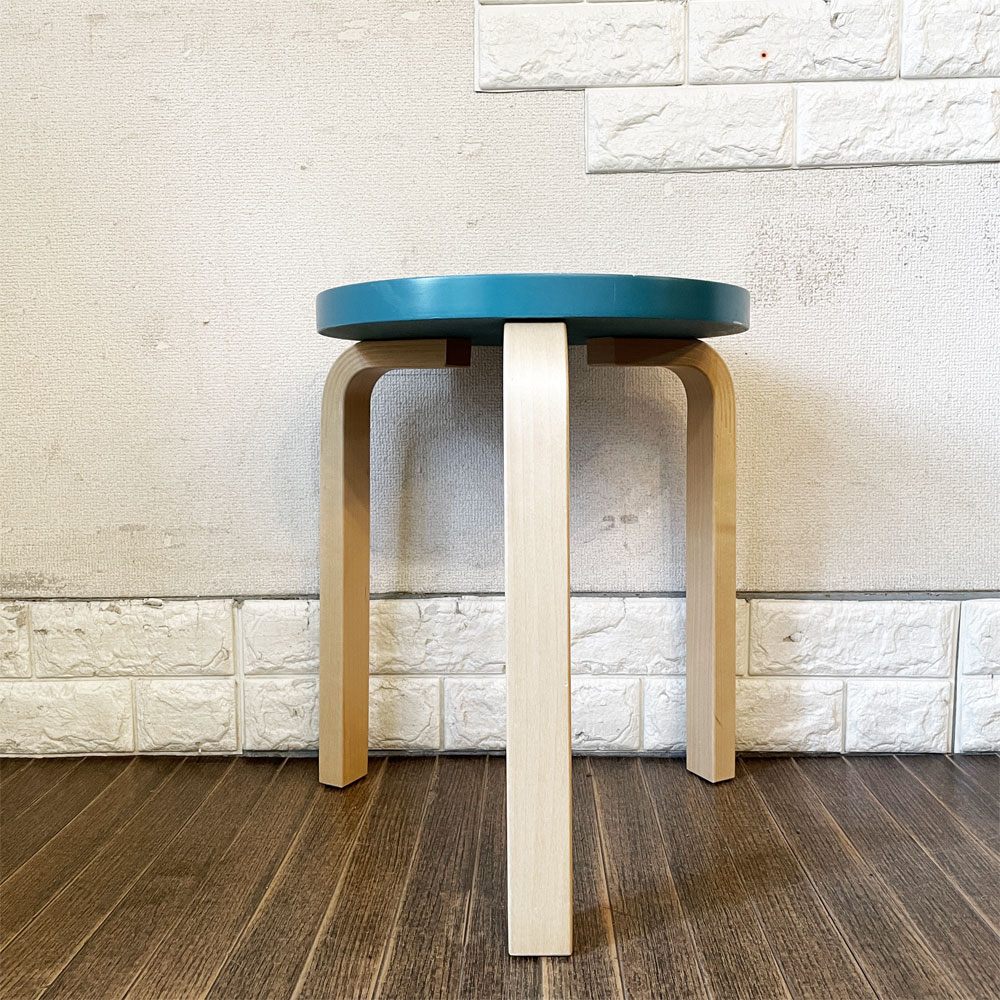 アルテック Artek スツール60 Stool60 3本脚 バーチ材 パイミオ ペトロールラッカー アルヴァ・アアルト フィンランド 北欧家具 定価￥41,800- ◎