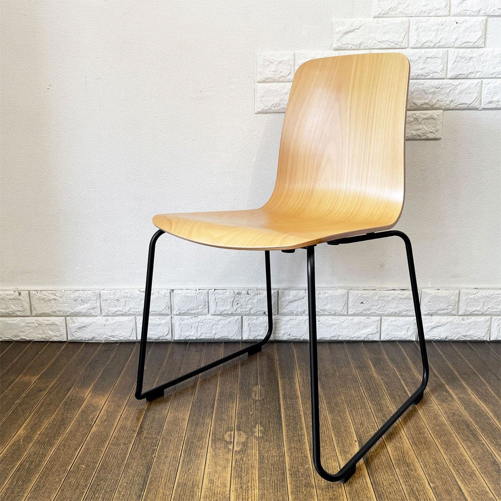 イデー IDEE ラング LANGUE スタッキングチェア ダイニングチェア ナチュラル ブナ材 プライウッド×スチール 定価￥29,900- ◎