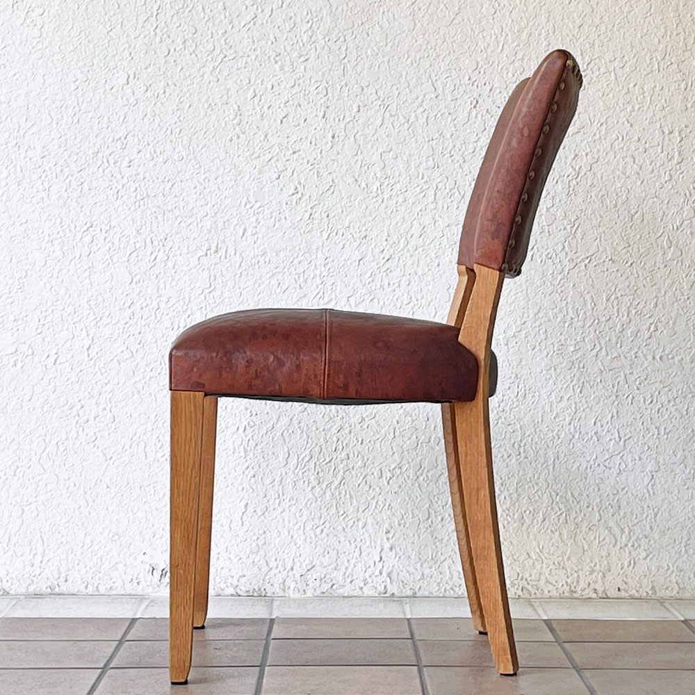トラックファニチャー TRUCK FURNITURE エスアールチェア SR CHAIR ダイニングチェア ナラ無垢材 本革 ビンテージスタイル A ◇