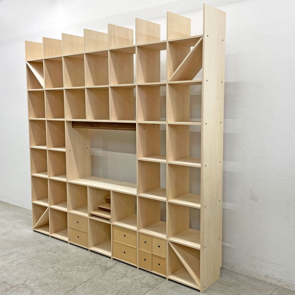 マルゲリータ margherita シェルフ 開口部のある本棚 縦7コマ×横7コマ-223 SHELF-AR-ROOM W240cm 引き出しユニット×3 本棚の中の棚×3個セット 総定価約25万円 〓