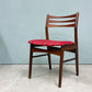 北欧ビンテージ Scandinabian Vintage チーク材 ダイニングチェア ラダーバック レッド系 ストライプ柄 北欧家具 ◎