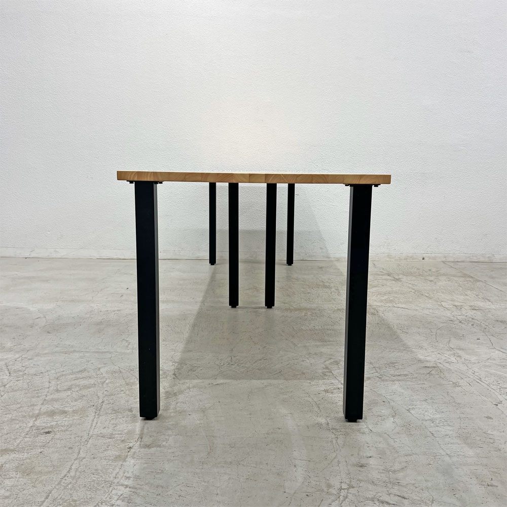 かなでもの KANADEMONO ザ・テーブル THE TABLE デスク ラバーウッド無垢材 W250xD70cm スチール スクエアバーレッグ ブラック 〓