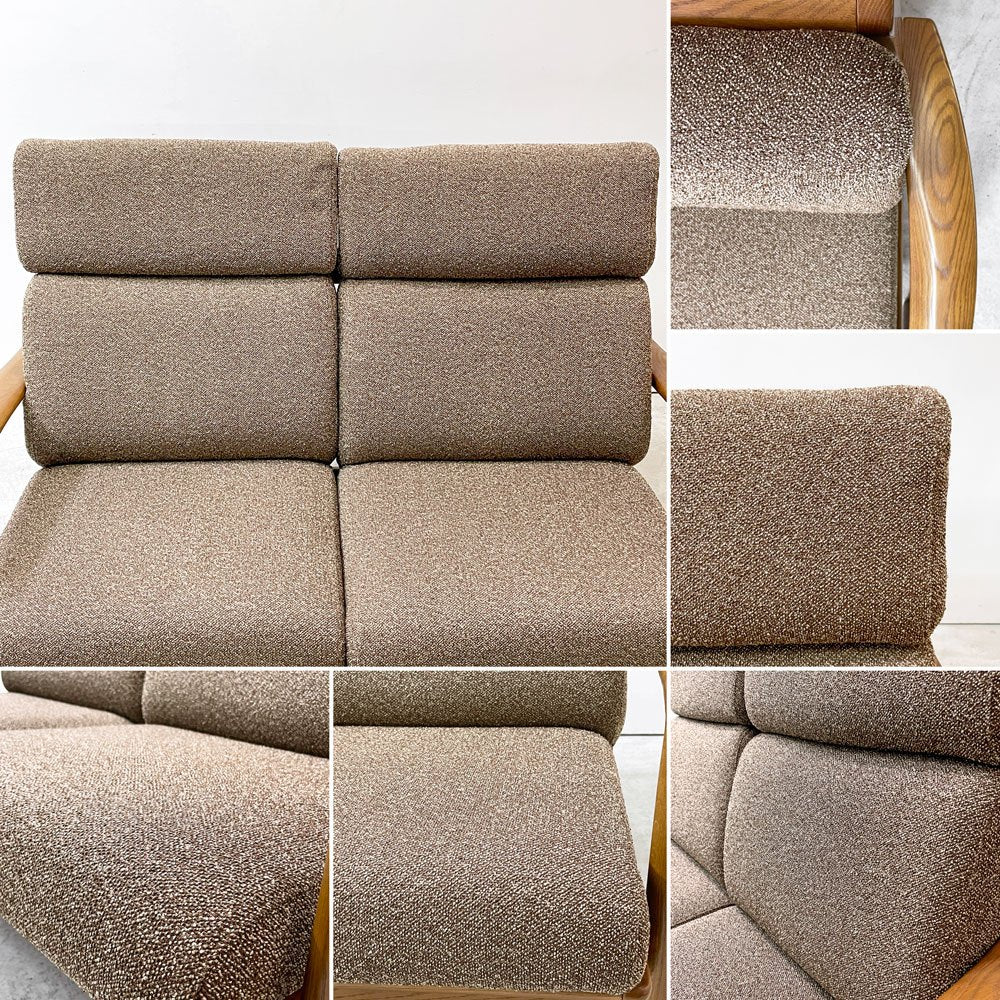 浜本工芸 L8200 2シーターソファ ハイバック W140cm オーク材 ファブリックシート 国産家具  ●
