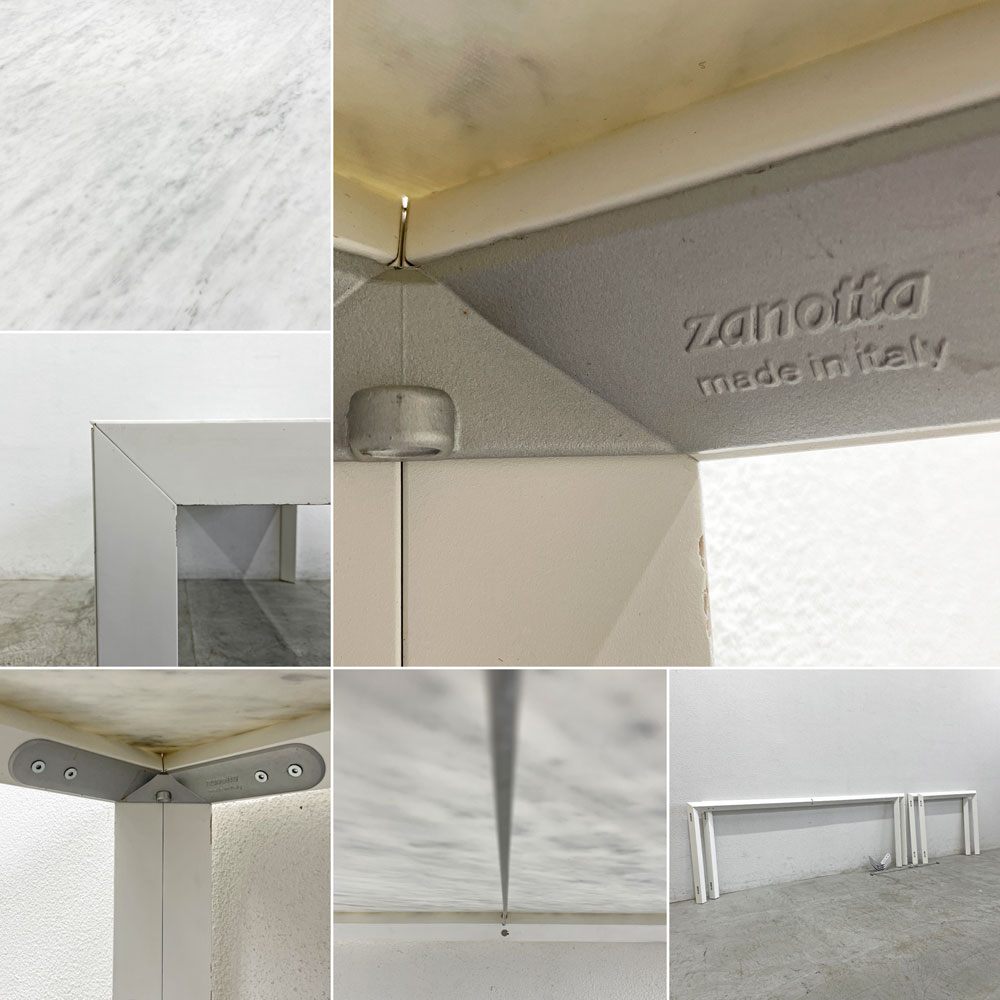 ザノッタ Zanotta ユニ Uni ダイニングテーブル 大理石天板 ホワイト W200cm ロベルト・バルビエリ Roberto Barbieri イタリア 廃番 〓