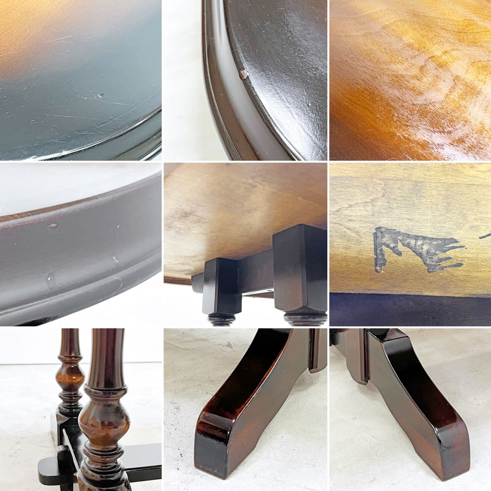 飛騨産業 HIDA ダイニングテーブル 木製 ダークブラウン W145cm クラシカルデザイン レトロ家具 ●