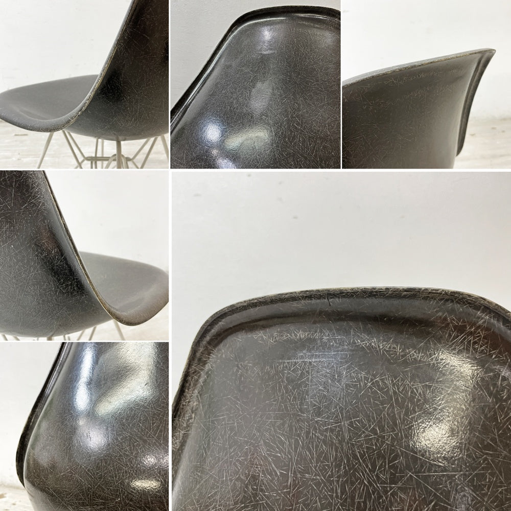 ハーマンミラー Herman Miller 2ndビンテージ サイドシェルチェア FRP製 エレファントハイドグレー ホワイトエッフェルベース C&R イームズ ミッドセンチュリー ●