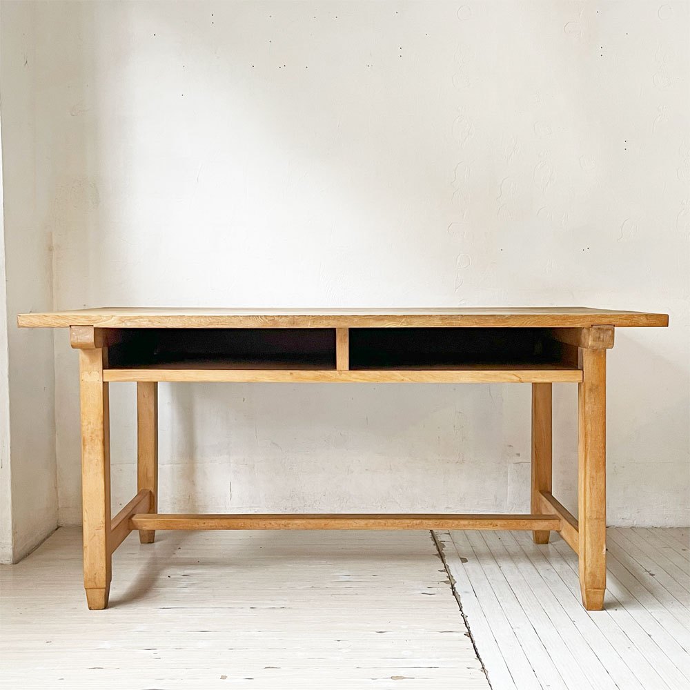 ジャパンビンテージ 図工室テーブル ワークテーブル 作業台 古家具 W152cm 店舗什器 ★