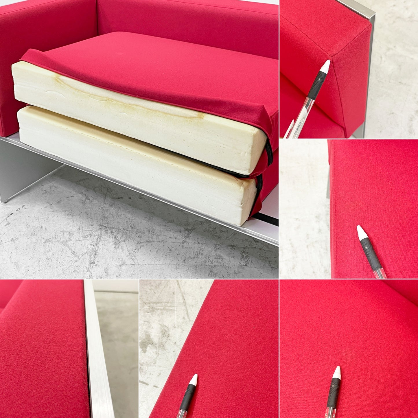 カッシーナイクスシー Cassina ixc. エアーフレーム AIR FRAME 30073 ミッドソファ MID SOFA 3人掛け 2シーター W166cm レッド系 ファブリック デヴィッド・チッパーフィールド ●