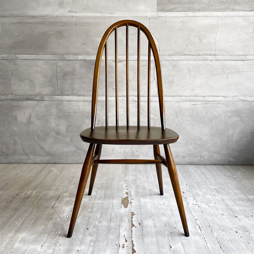 アーコール Ercol クエーカーチェア ダイニングチェア ハイバック オールドコロニアル ブラウン エルム材 ビーチ材 UKビンテージ 英国家具 ♪
