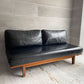 マスターウォール MASTERWAL リッツ RITZ 2シーターソファ 2人掛け ウォールナット無垢材 W160cm 本革 ブラックレザー 定価￥500,500- ♪