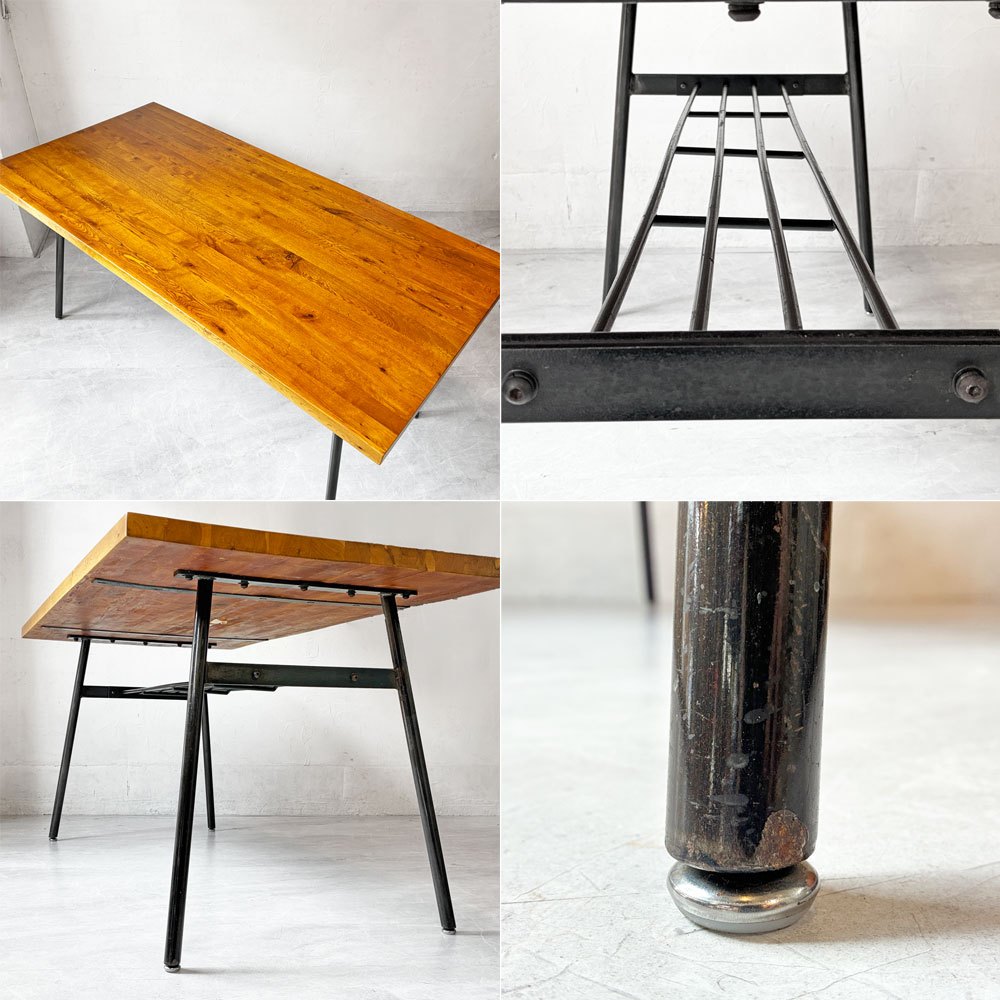 クラッシュゲート CRASH GATE ノットアンティークス Knot antiques クッパ２ KOOPA2 ダイニングテーブル オーク無垢材 アイアン W152cm インダストリアルデザイン 美品 ★
